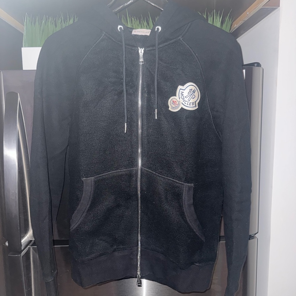 Moncler Black Hooded Zip-Up Sweater